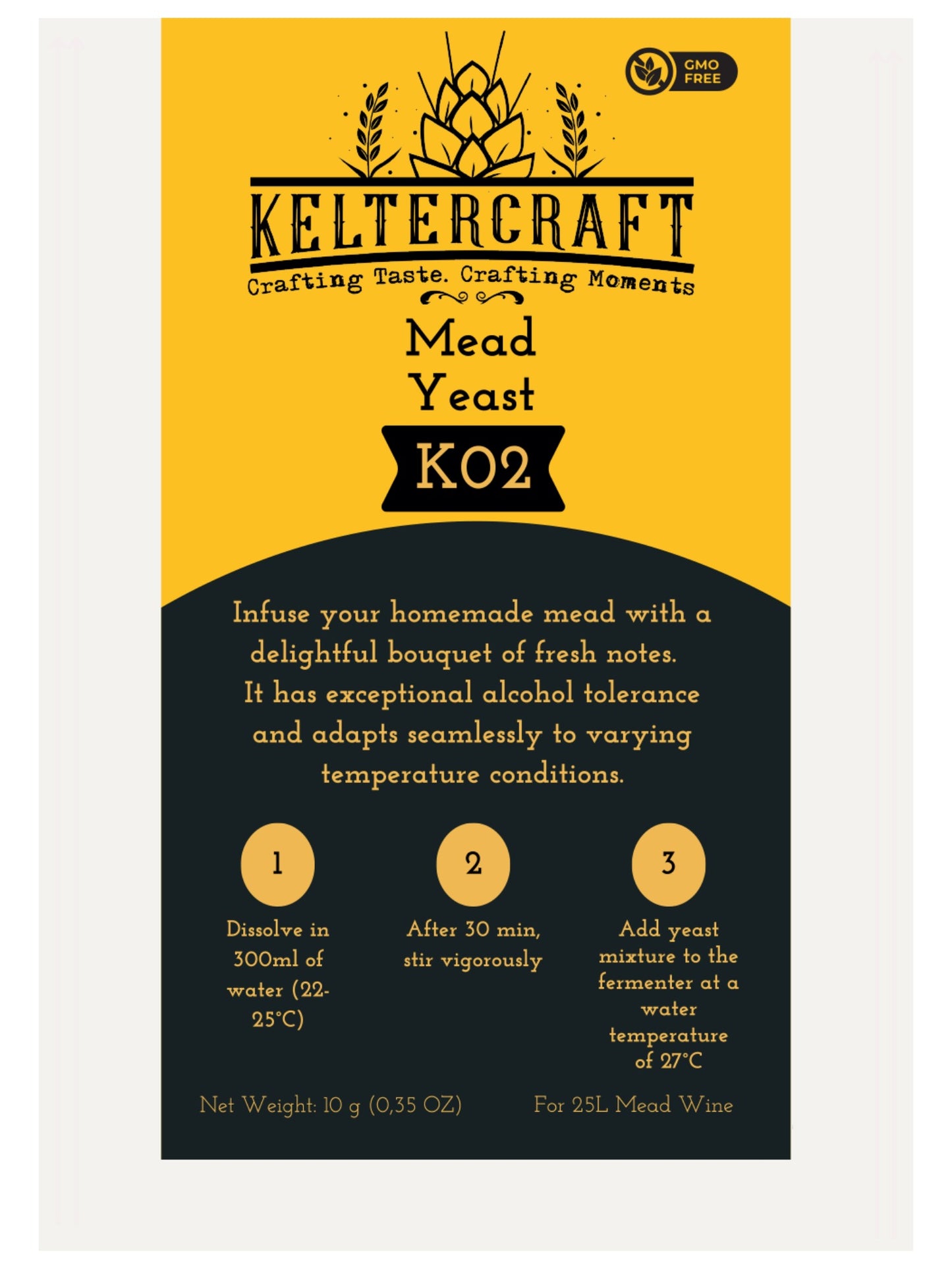 Keltercraft K02 Met Hefe [10g: Für 25L Honigwein] Trockenhefe Weinhefe Reinzuchthefe