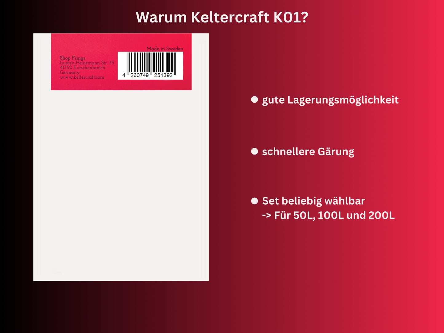Keltercraft K01 Weinhefe [10g: Für 50L Portwein oder Weißwein] Trockenhefe Nährhefe Bordeaux | Mache deinen eigenen Wein!