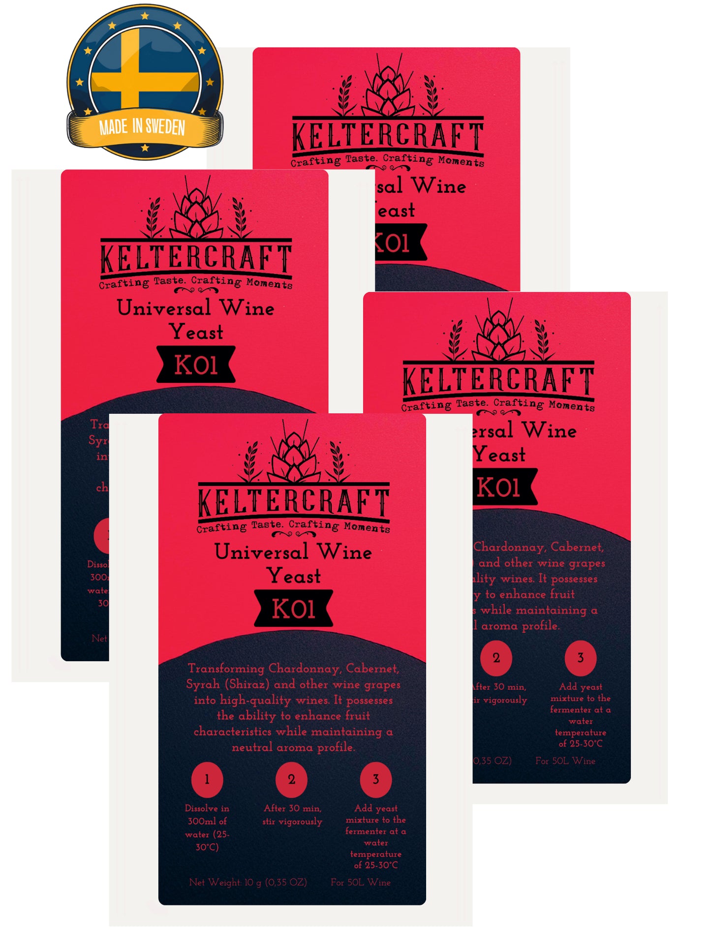 Keltercraft K01 Weinhefe [10g: Für 50L Portwein oder Weißwein] Trockenhefe Nährhefe Bordeaux | Mache deinen eigenen Wein!