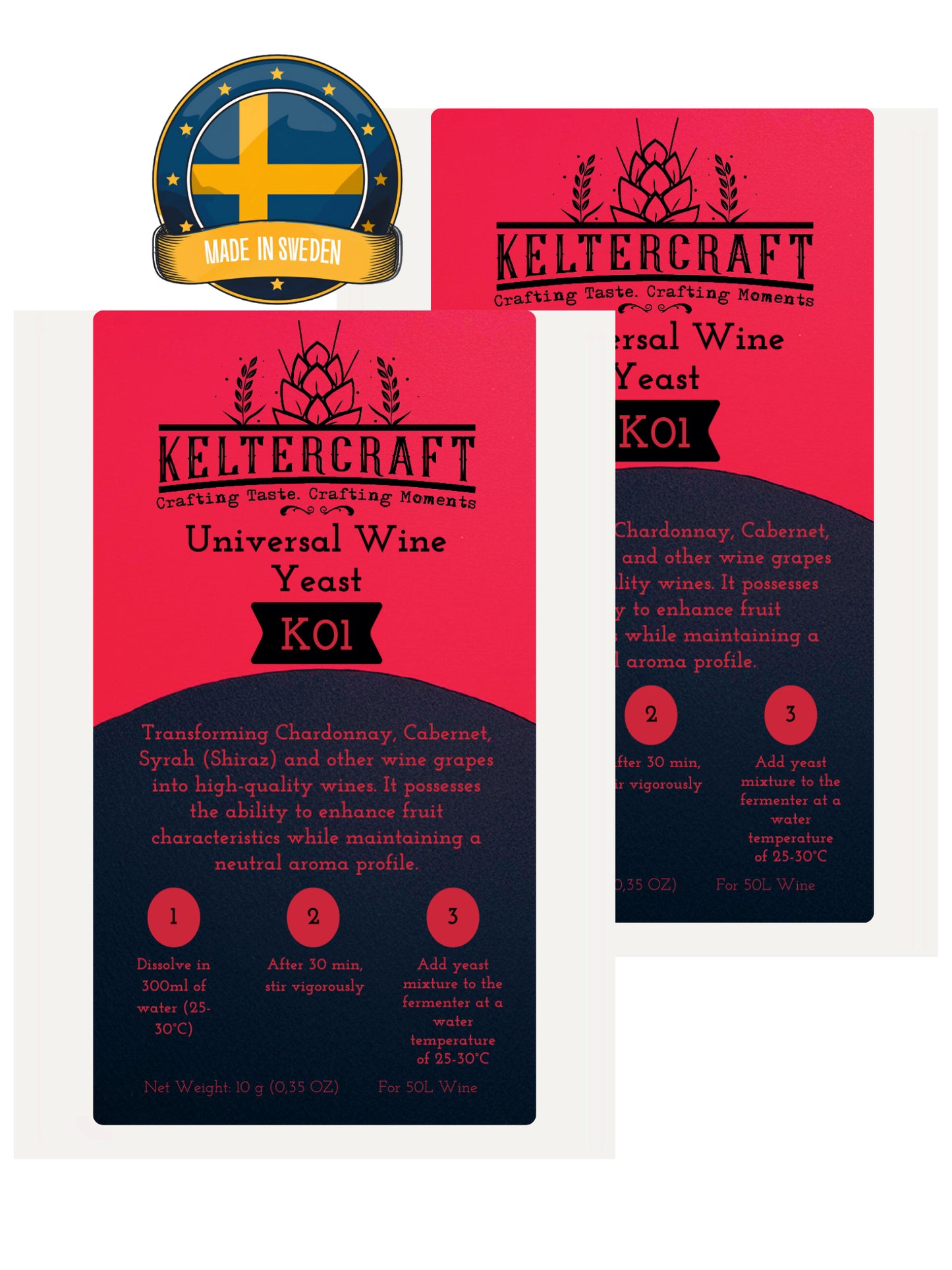 Keltercraft K01 Weinhefe [10g: Für 50L Portwein oder Weißwein] Trockenhefe Nährhefe Bordeaux | Mache deinen eigenen Wein!