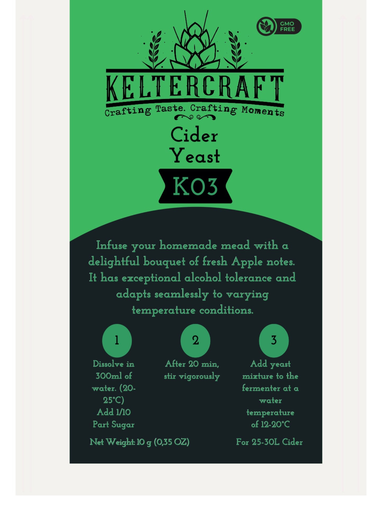Keltercraft K03 Cider Hefe [10g: Für 25L Apfelwein] Trockenhefe Weinhefe Reinzuchthefe