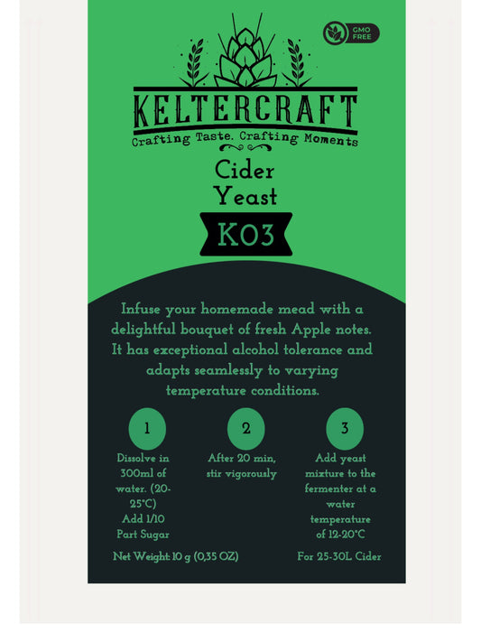Keltercraft K03 Cider Hefe [10g: Für 25L Apfelwein] Trockenhefe Weinhefe Reinzuchthefe