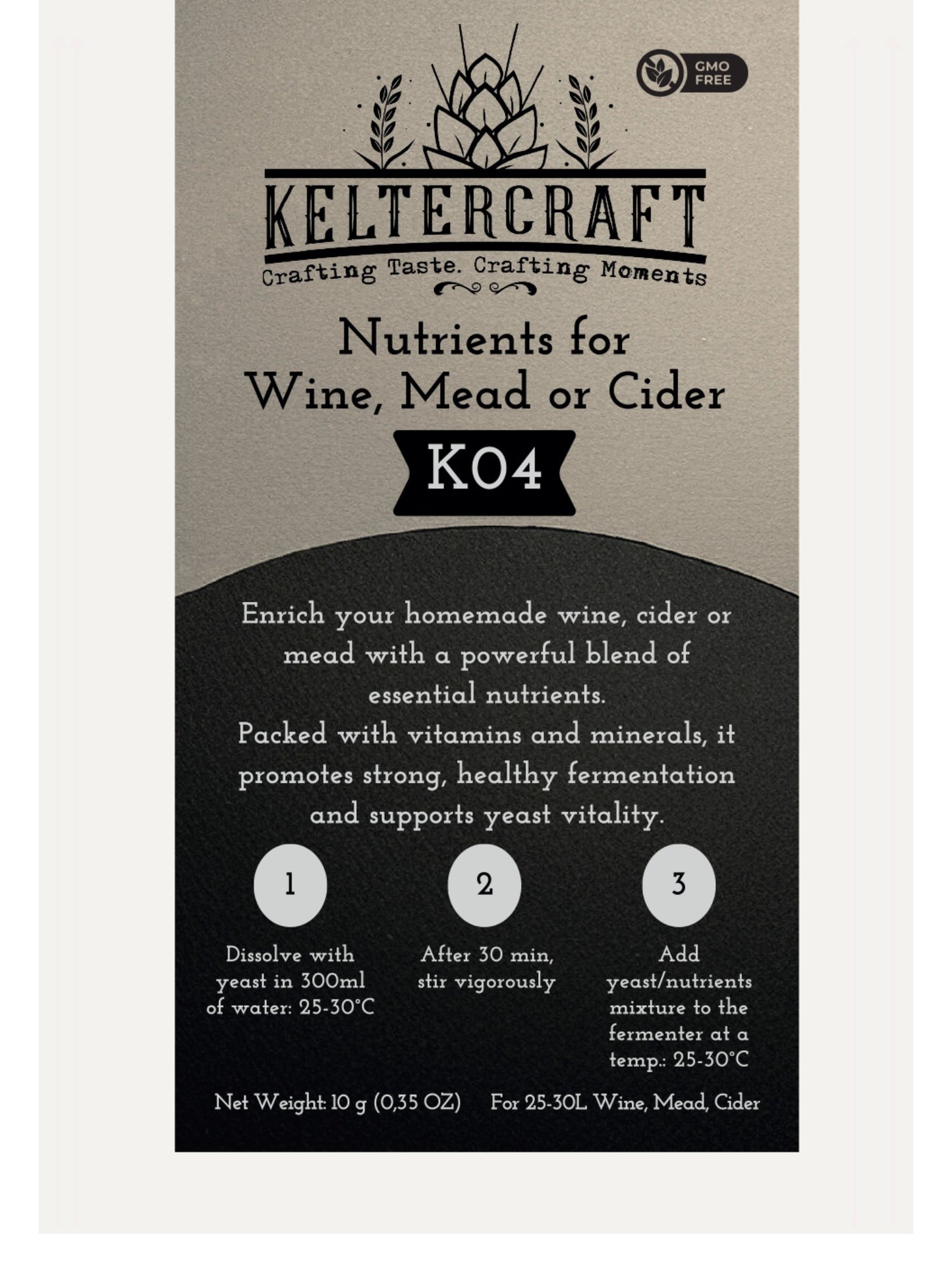 Keltercraft K04 Hefenährsalz [10g: Für 25L Wein/Met/Cider] Gärsalz Hefenahrung DAP mit Vitaminen Nährsalz für Gärung