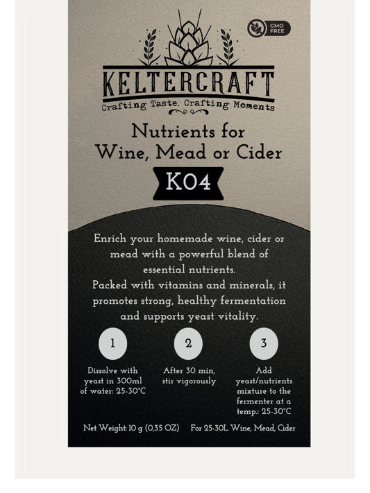 Keltercraft K04 Hefenährsalz [10g: Für 25L Wein/Met/Cider] Gärsalz Hefenahrung DAP mit Vitaminen Nährsalz für Gärung